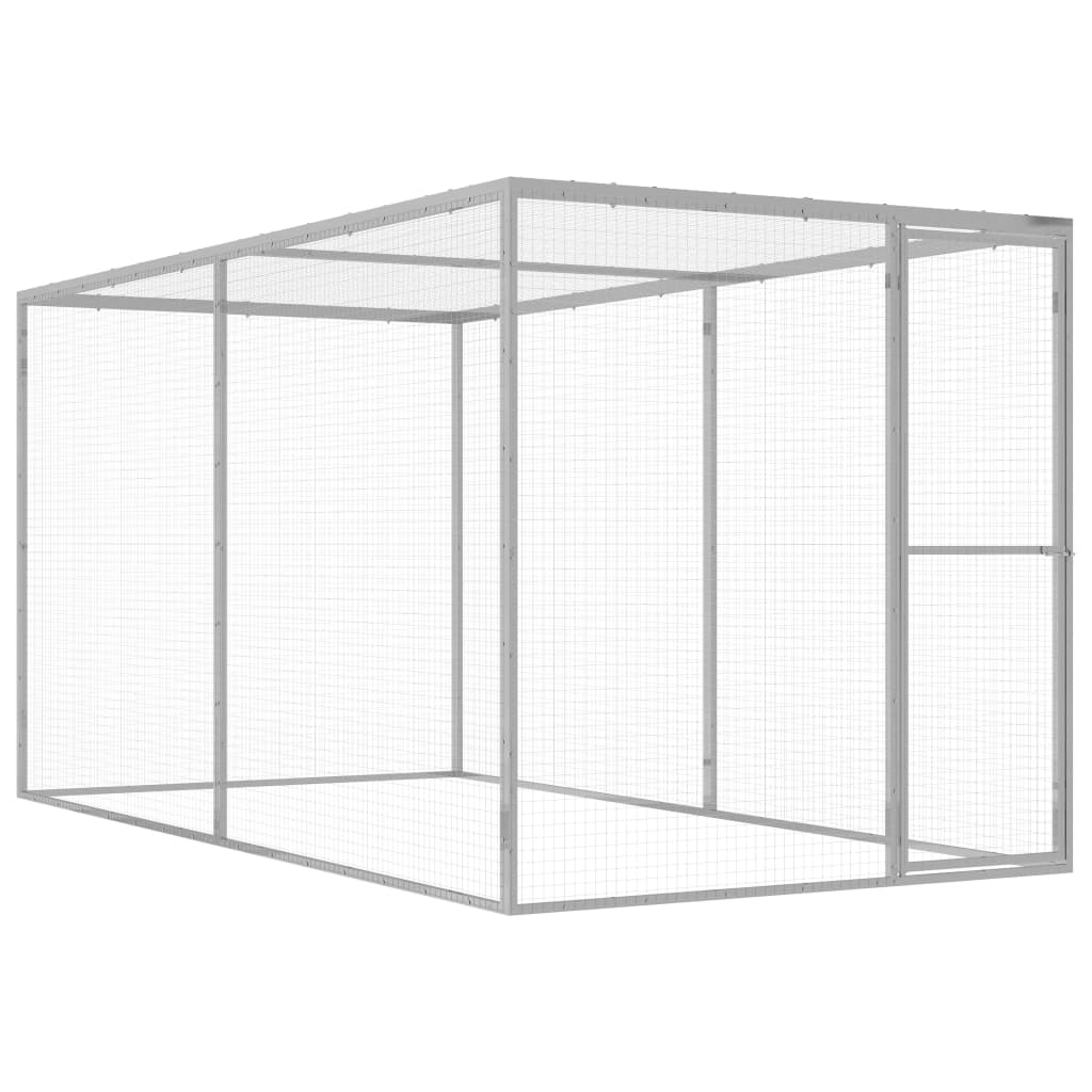 Cusca pentru pisici vidaXL, Otel galvanizat, 3 x 1.5 x 1.5 m, Argintiu